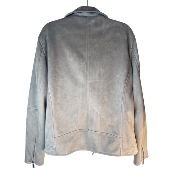 ZARA Gray Large Faux Suede Biker Jacket - Picture 3 of 16